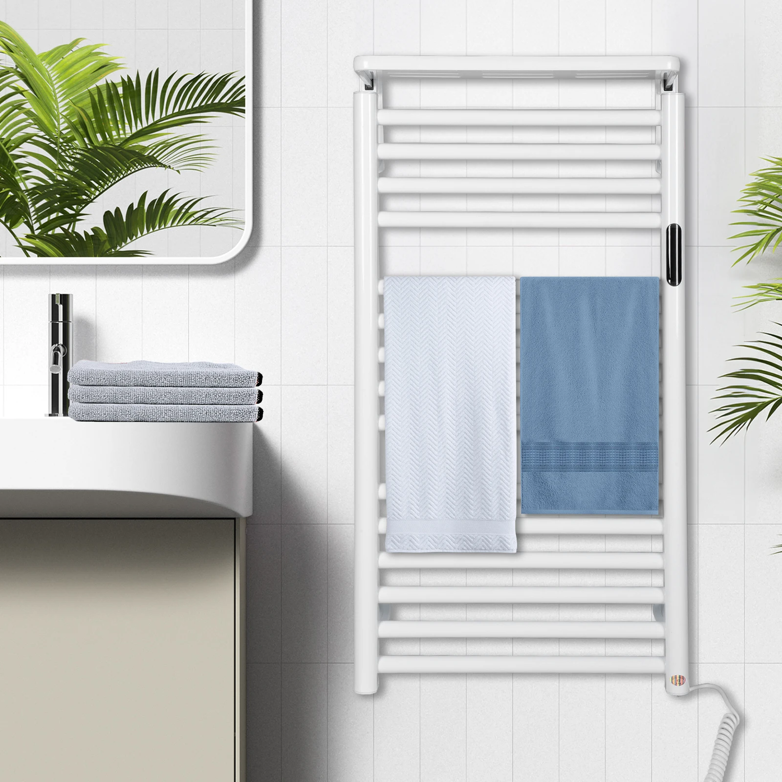 Warm electric heating towel drying rack