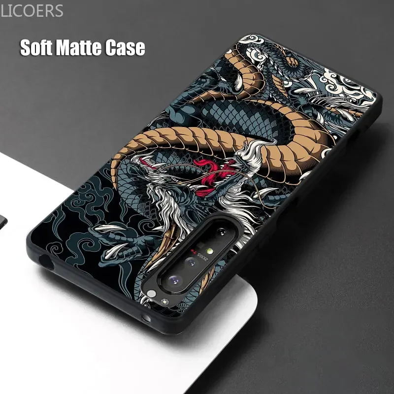 Фото Чехол Dragon для Sony Xperia 10 5 1 V IV III II Ace Pro-I 8 L4 XZ, мягкий матовый Силиконовый противоударный чехол с милым рисунком №2