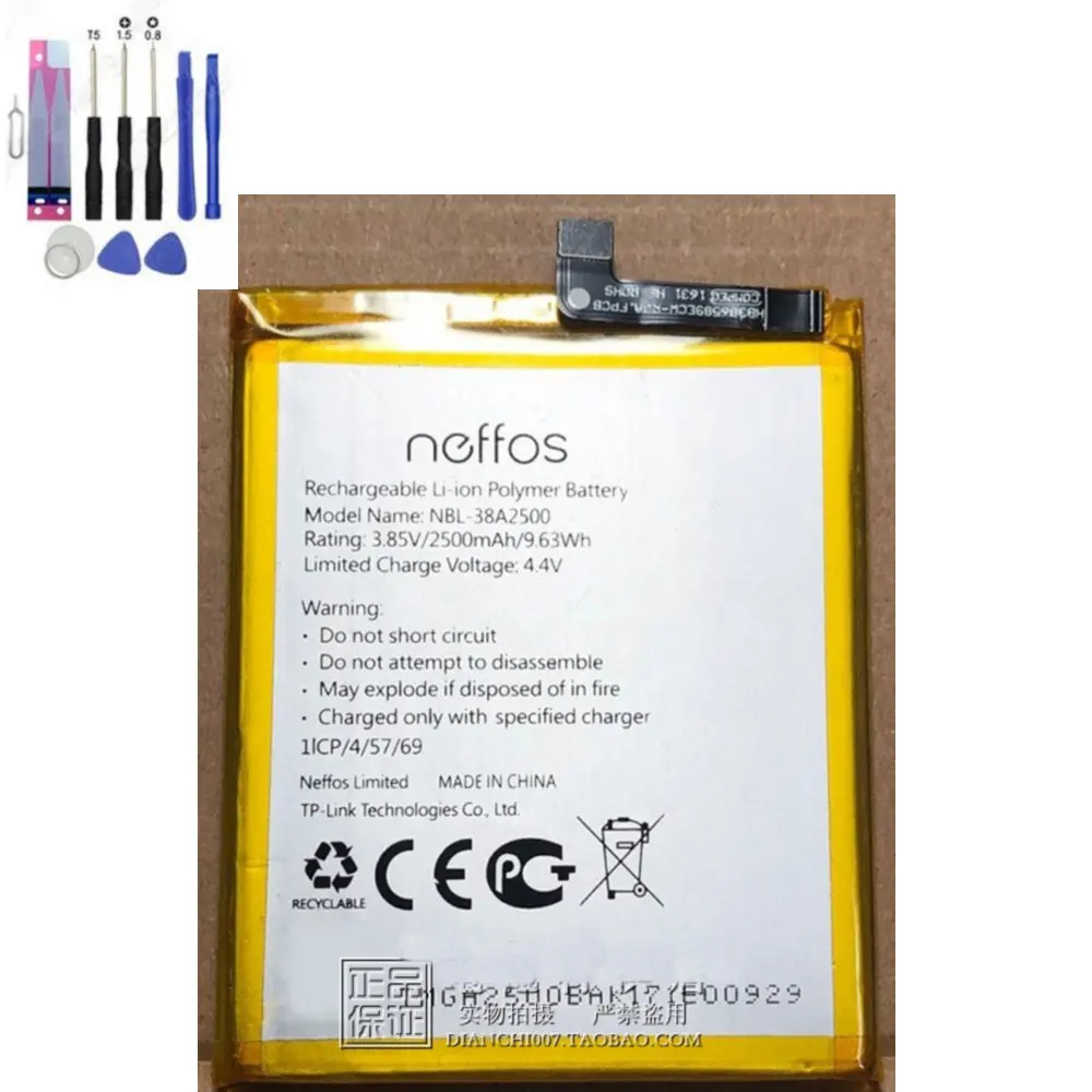 

Аккумулятор 2550 мАч 3,85 Втч в фотосессия для TP-link Neffos X1 Lite TP904A TP904C батарея для сотового телефона + Инструменты