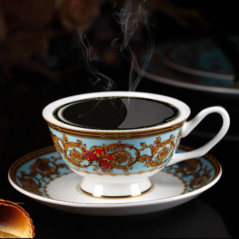 European Style Bone Porcelain Tableware Set With Coffee Cup Dinner Dessert Plate Set Creativity Butterfly Design Food Dishes