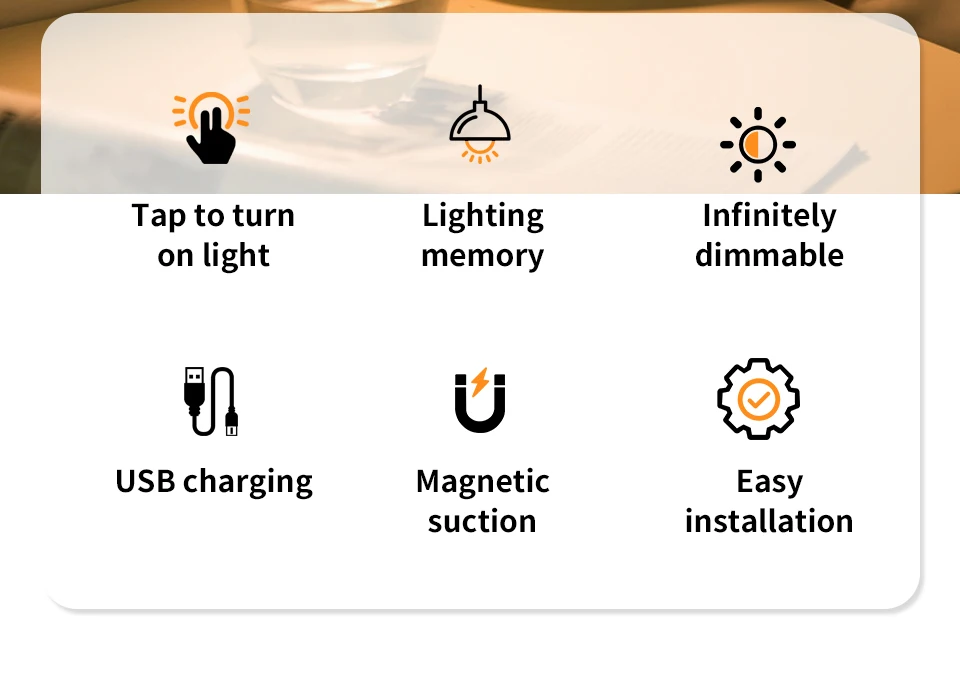 6CM Rechargeable LED Night Light with Touch Switch Magnetic Round Wall Lamp 3 Colors Dimmable Bedroom Cabinet Stairs Night Lamp