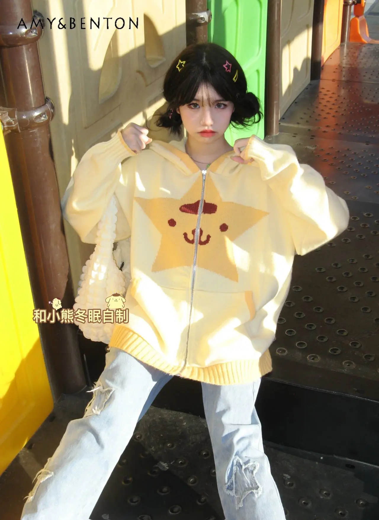 

Japanese Style Fall Winter Cardigan Hooded Loose Long Sleeve Knitted Sweater Coat Soft Girl Fashion Lolita Sweater Jacket Coats