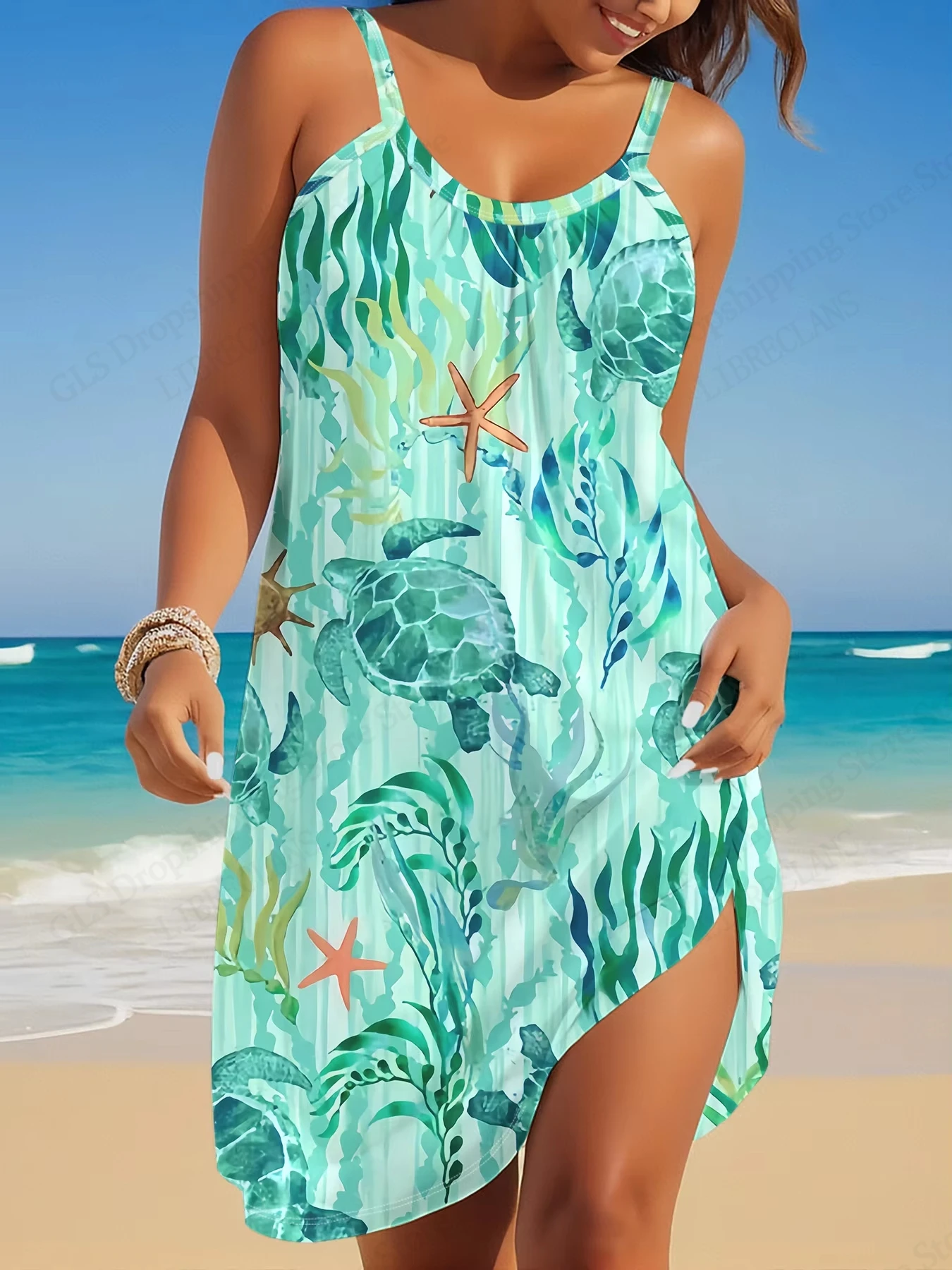 Bohemian Mini Dress - Womens Sleeveless Solid Color Beach Party Dress