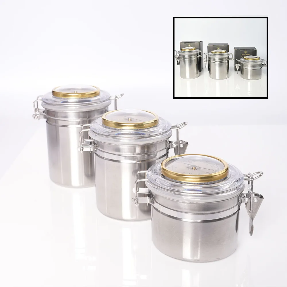 Stainless steel moisturizing jar with thermometer display moisturizing sheet for storing tobacco cigars savings jar gift box tobacco humidor jar