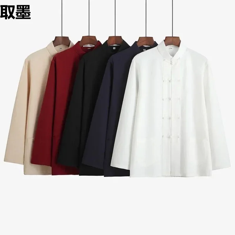 Hanfu Top Long Sleeve Cotton Traditional Chinese Men's Clothing Middle-Aged And Elderly Men's Wardrobe Ancient Style chinese men hanfu top