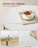 VASAGLE Round Coffee Table, Small Coffee Table with Faux Marble Top and Glass Storage Shelf, 2-Tier Circle Coffee Table 4