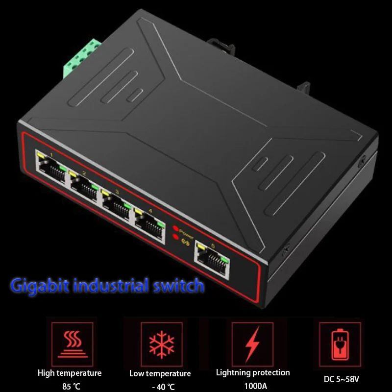 

5-port Gigabit industrial switch LAN HUB RJ45 network switch Fast Ethernet 10/100/1000 mbps Multi-function gigabit switch LOOP