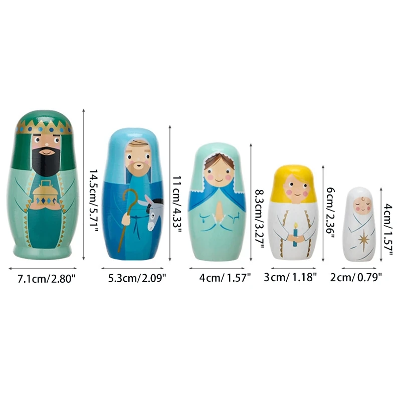 HUYU 5 Pieces Matryoshka King Children's Brain Game Educational Toy with Variety Color Portable Educational Toys Easter Gift