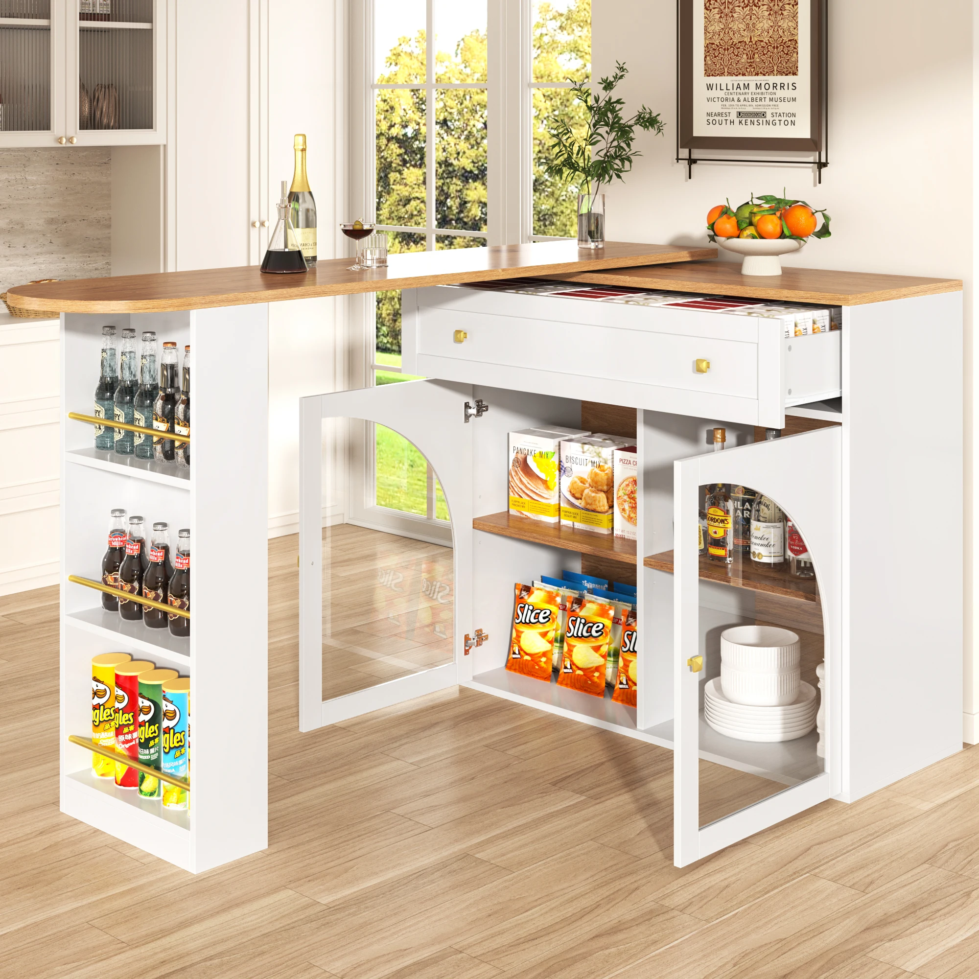 Ausziehbarer Kücheninsel-Schrank mit 360°-Drehfunktion ...