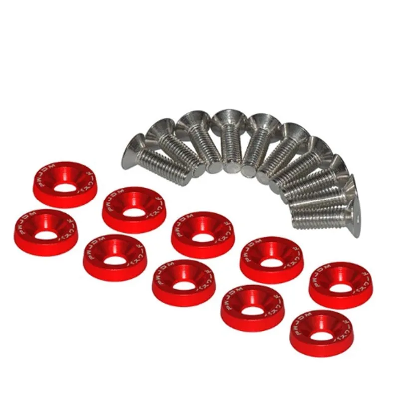 Universal 10pcs JDM Racing Autos M6 Gasket Hex Fasteners Fender Washer Bolt Engine Bay Fastener Kit Modification Accessories car accessories auto fasteners auto accessories