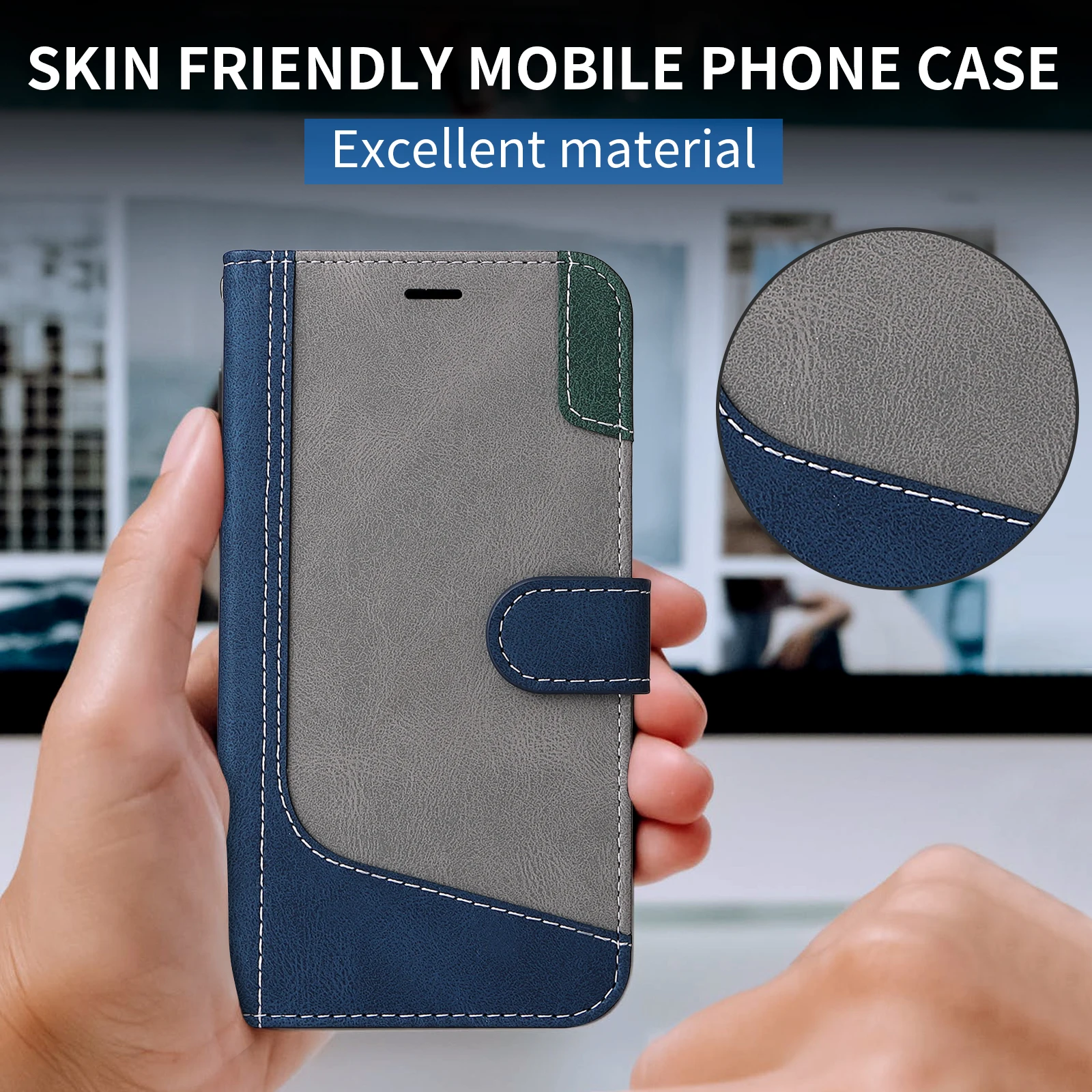 Luxury Leather Wallet Phone Case with Card Holder and Magnetic Closure