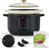 10-in-1 Slow Cooker 6 qt White, Electric Dutch Oven, Slow Cook, Braise Pot, Sear/Sauté, Enameled Cast Iron with Self-Bastin 1
