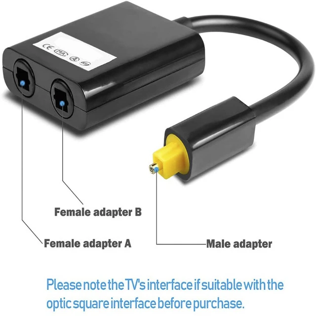 GENERICO Splitter Cable Optico Audio Digital Fibra 1x2 Toslink