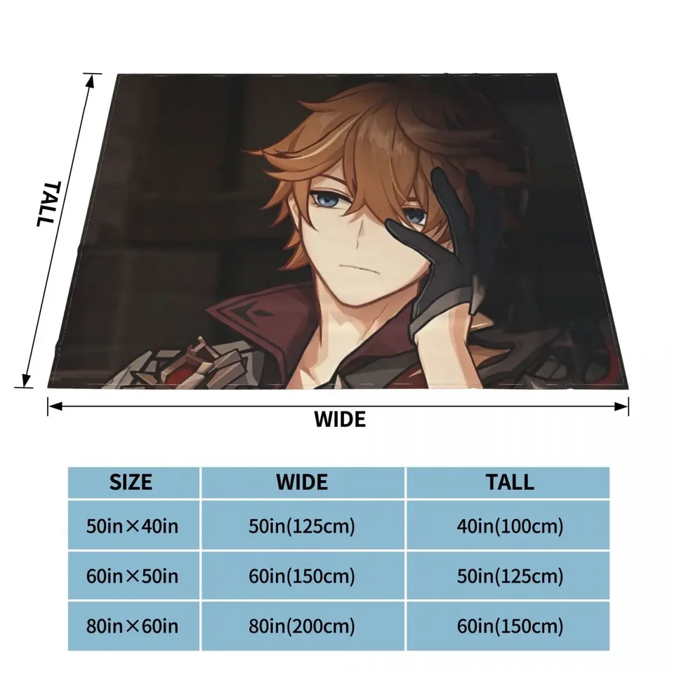 Blanket Zhongli and Tartaglia Genshin Impact Blanket Fleece Spring/Autumn Anime Cute Plaid Manga Soft Throw Blanket for Home Travel Fleece Blanket