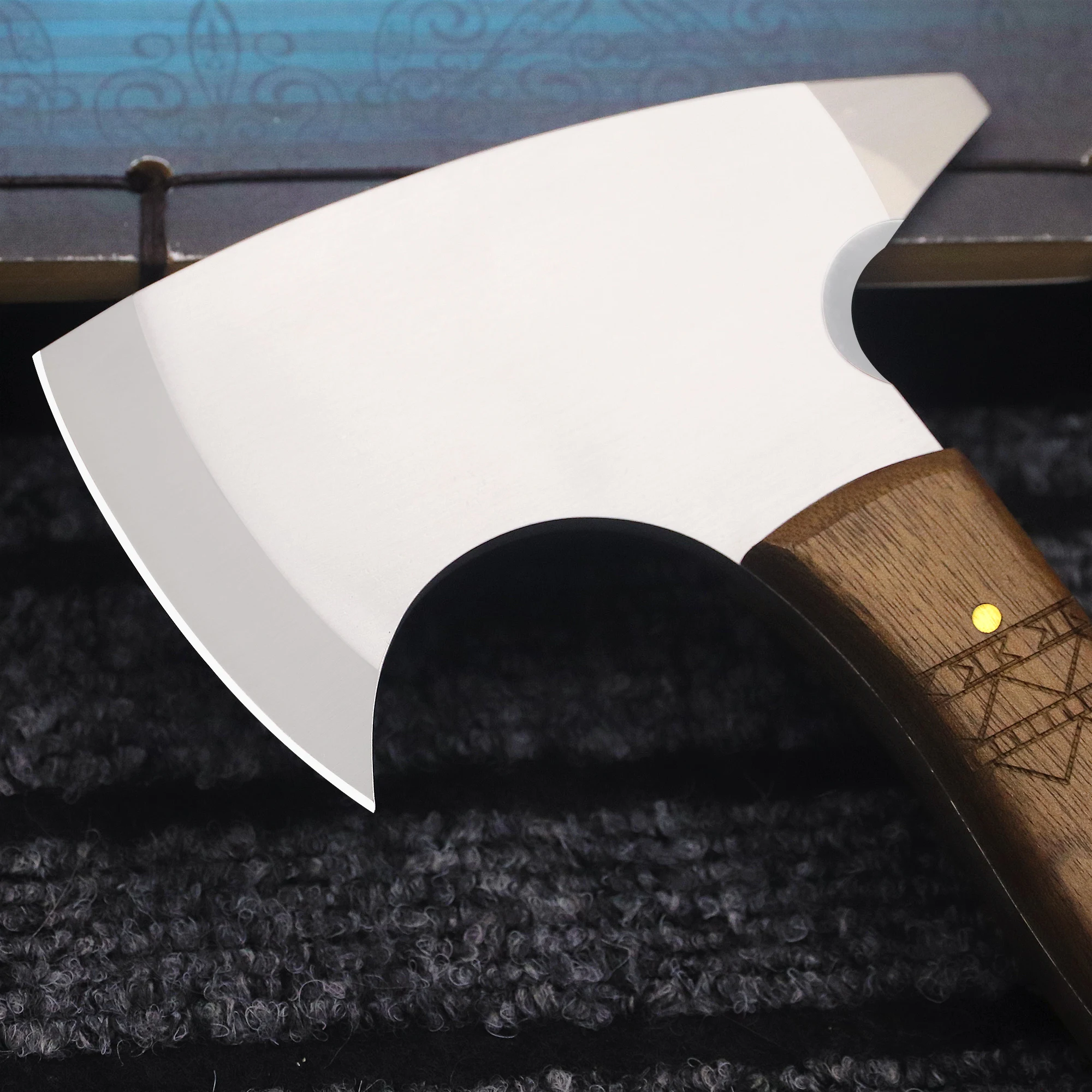 German d2 steel all Tang multi-purpose outdoor axe, jungle survival hatchet, EDC tool hand axe 5