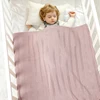 Vertical Stripes Solid Color Baby Cotton Blankets Plain Knitted Babies Boys Girls Muslin Swaddle Blanket For Newborn Infant 6