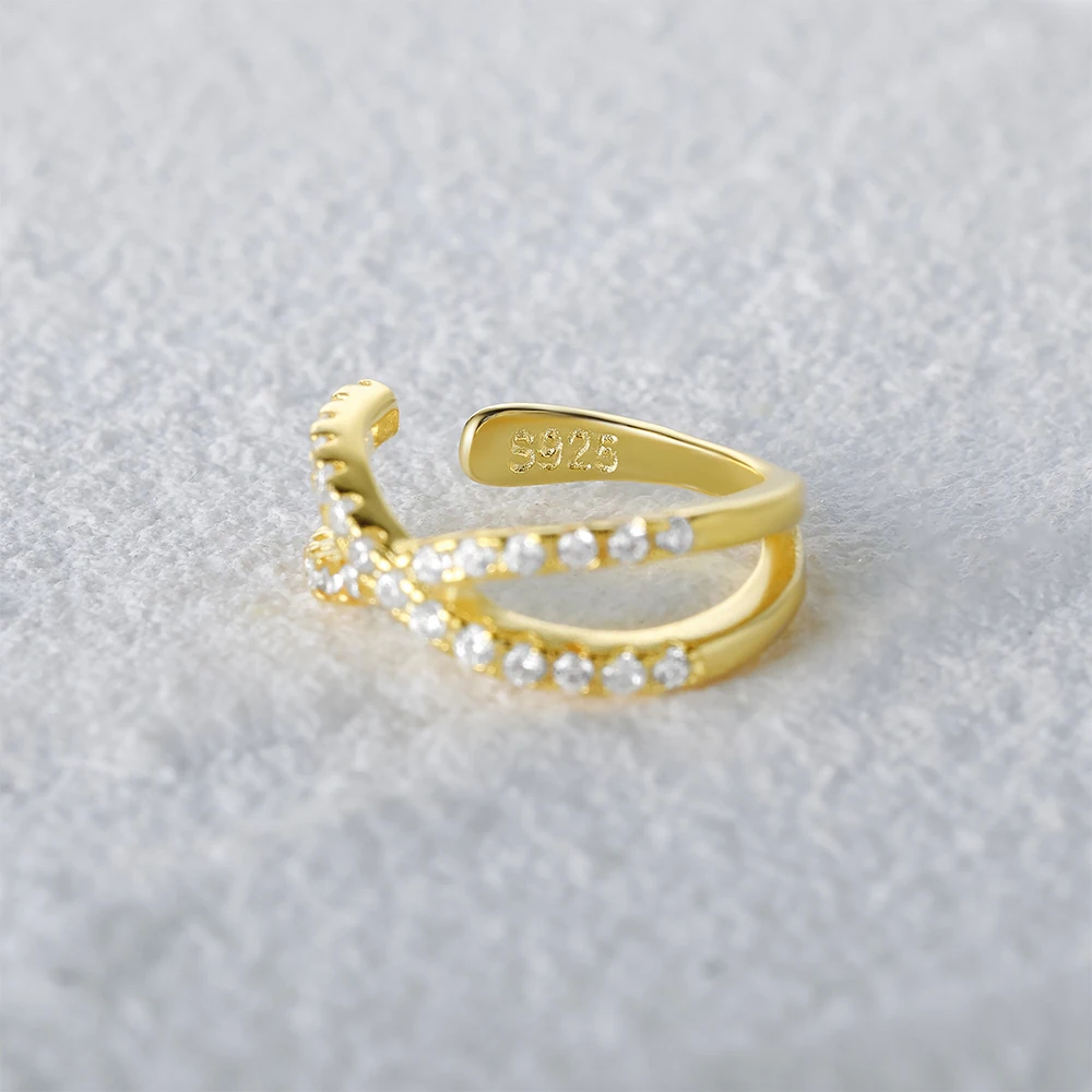 925 Sterling Silver Ear Cuff For Women 1 pcs Charming Zircon Clip On Earrings Gold earcuff Without Piercing Earrings Jewelry ear clip earrings clip earrings