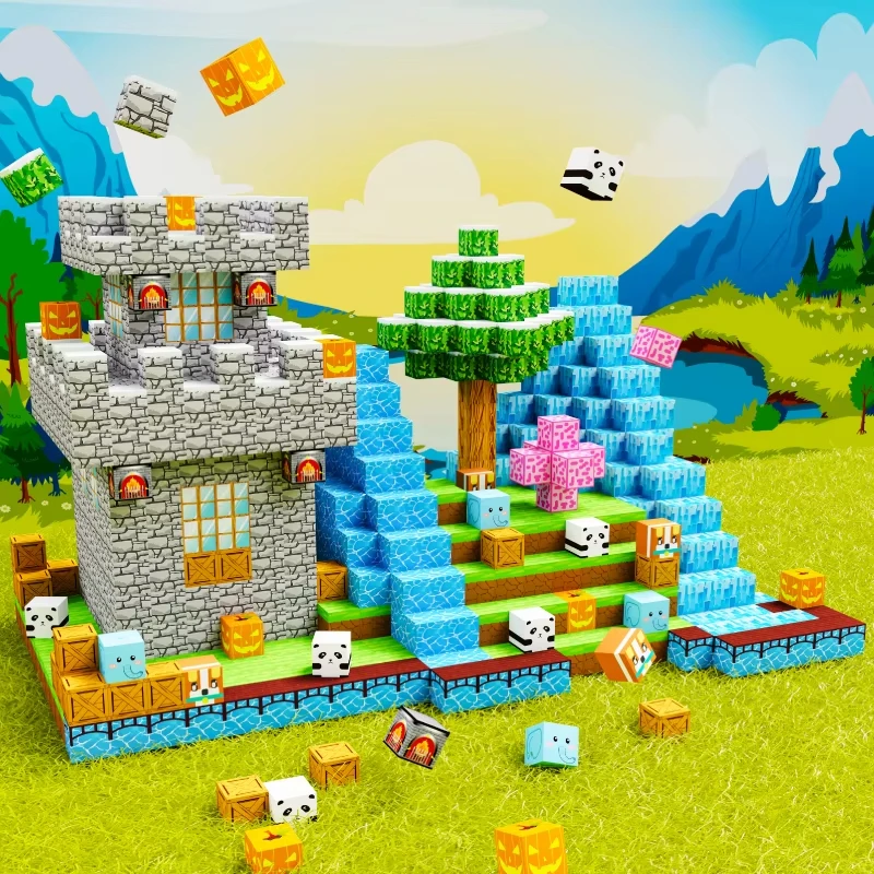 DIY Magnetic Building Block Set Home-Made Educational Toy Kit for Kids Creative Construction Playset 100PCS