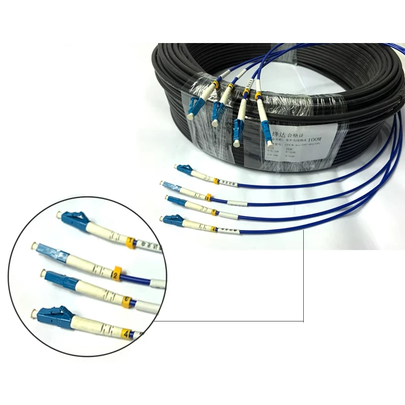 100meters LC-LC Armored Fibra Optica Cable Single-mode 4 6 8 12 Cores Overhead outdoor Fiber Optic GYXTW Out Dia 6mm