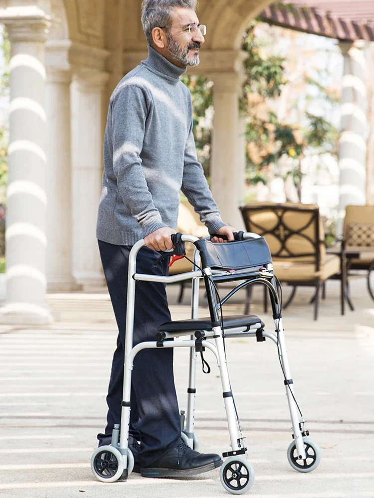 Elderly Stroller, Duo'gon Assisted Training Walker, Four-wheeled Push Walker, Can Be Seated and Pushed Folding Models 5