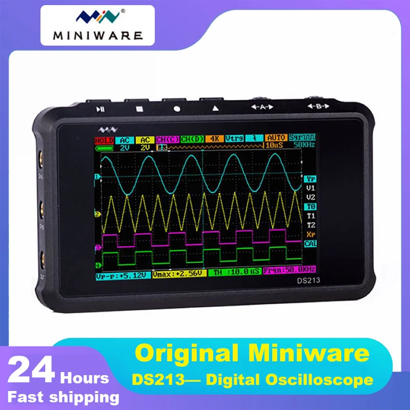 

Миниатюрный цифровой осциллограф DS212 DS213 15 МГц 100 Мвыб/с максимальной частотой дискретизации, 4-канальный цифровой осциллограф с ЖК-дисплеем и USB