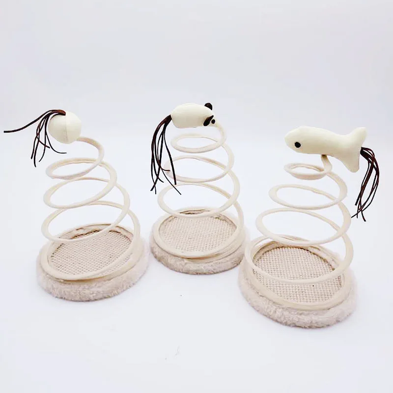 

Spiral Linen Cat Toy Sisal Mouse Interactive Pet Toys Spring Scratching Tree Sticks Cat Toys Cute Funny Training Playing Tools B