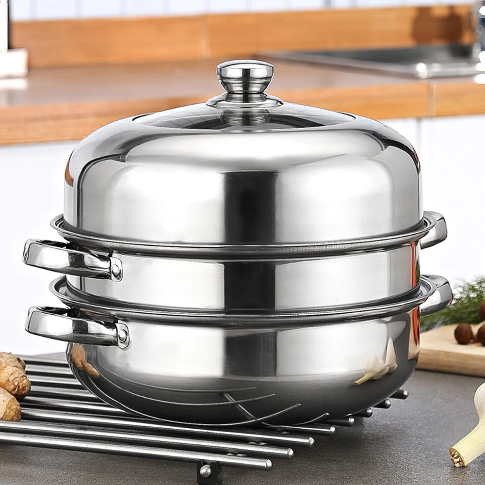 

3-уровневый капсульный нижний отпариватель для приготовления пищи, 11 в большом горшке, отпариватель для пельменей из нержавеющей стали, размер металлическая пароварка