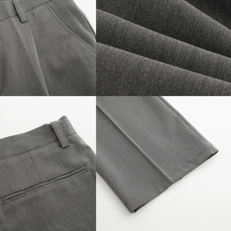 Grey Black Suit Pants For Men Fashion Social Mens Dress Trousers Korean Loose Straight Casual Pants Mens Office Formal Pants