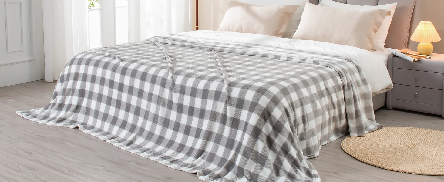 Grey & White Plaid Blanket