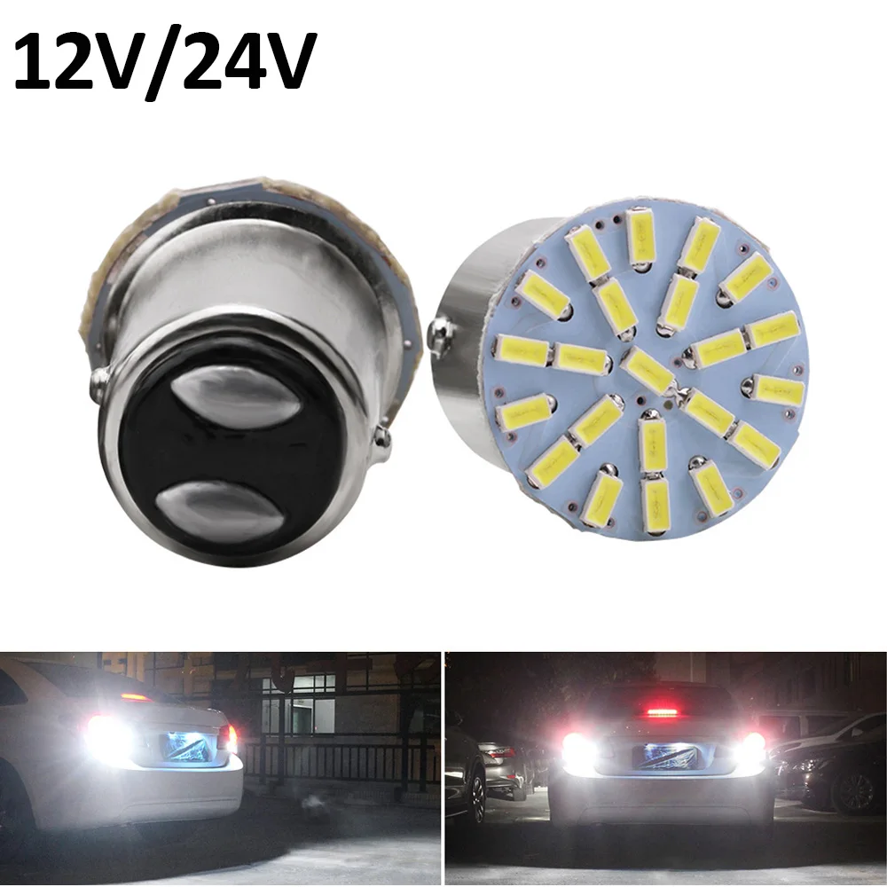 

100 шт. 1156 BA15S P21W 3014 22SMD Автомобильные светодиодные указатели поворота 1157 BAY15D 3157 T25 7443 T20 стояночный задний стоп-сигнал лампы 12 В 24 В