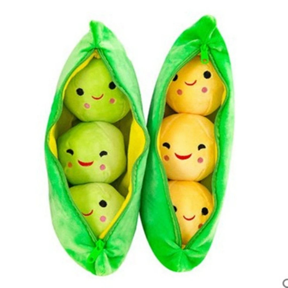 25CM Cute Pea Pod Plant Plush Toy Three Kawaii Bean Super Cute Soothing Dolls To Children Friends Birthday Christmas Gifts