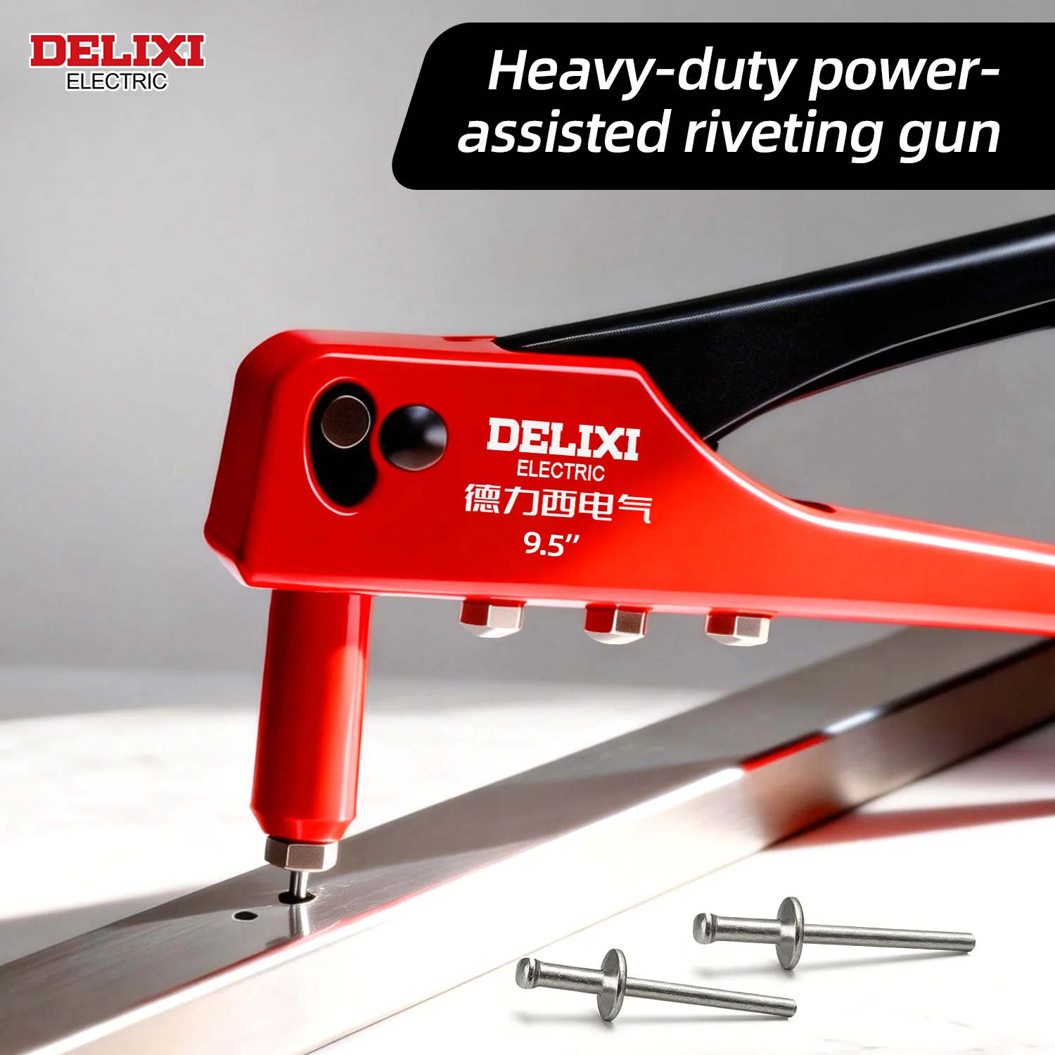 Heavy-Duty Hand Riveter,High-Lever Labor-Saving Design,Manual Tool for Fastening&Riveting Metal Sheets and Pipes,DELIXI ELECTRIC
