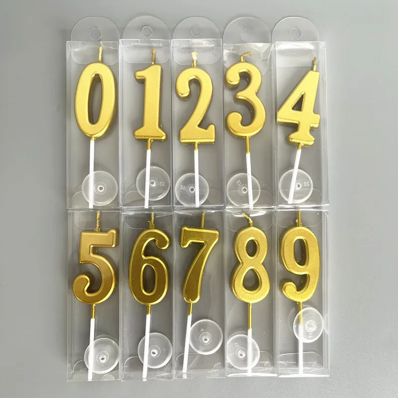 

New Birthday Gift Gold Digital Candle To 9 Digital Birthday Candle Cake Decoration Plugin Gold Plated Candle Party Accessories