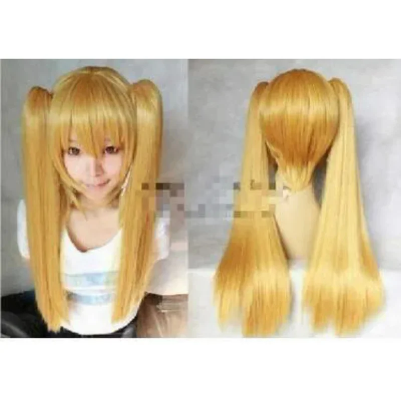 

New Long Mixed Gold Blonde Cosplay Straight Wig Two Clip On Ponytail Anime wig