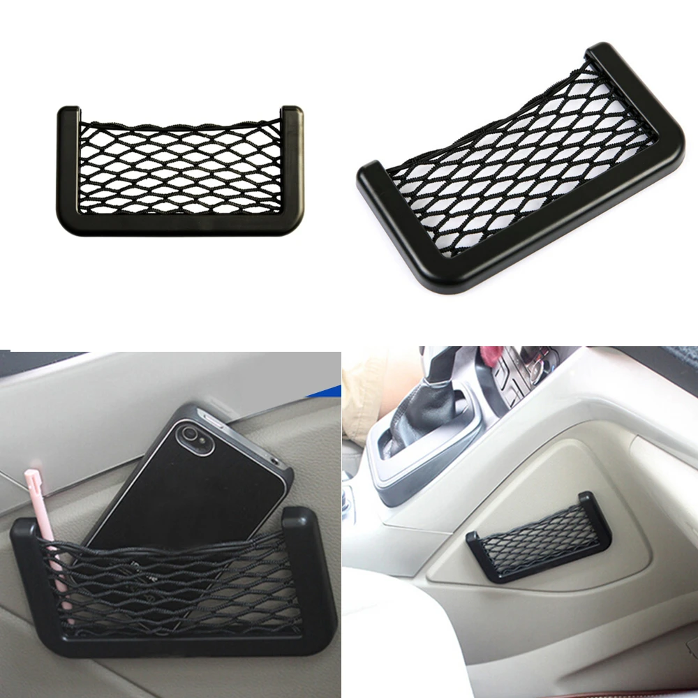 Car Organizer Mesh For Car Storage Bag Net Pocket Sticker Mobile