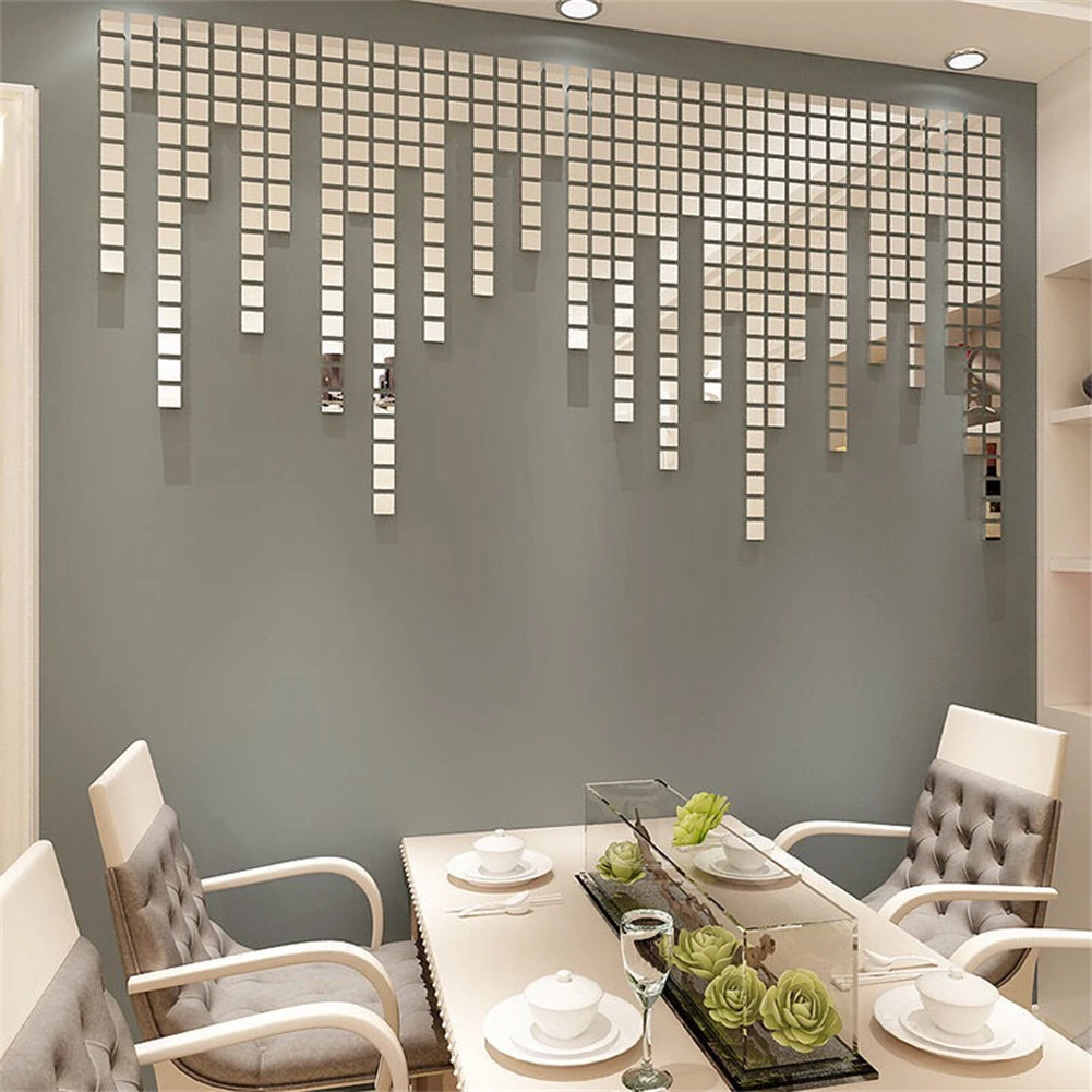 Description Picture 5 of item100Pcs Glass Mirror Mosaic  Small Square Tiles DIY Self Adhesive Wall Sticker Craft Wall Artwork Home Decoration 10x10mm