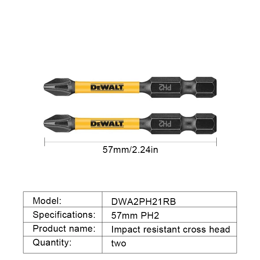 Electric Screwdriver Bits DEWALT Impact PH2/SL8x57/89mm Original Impact Resistant Cross Head DWA2PH21RB/DWA2SL8IRB/
