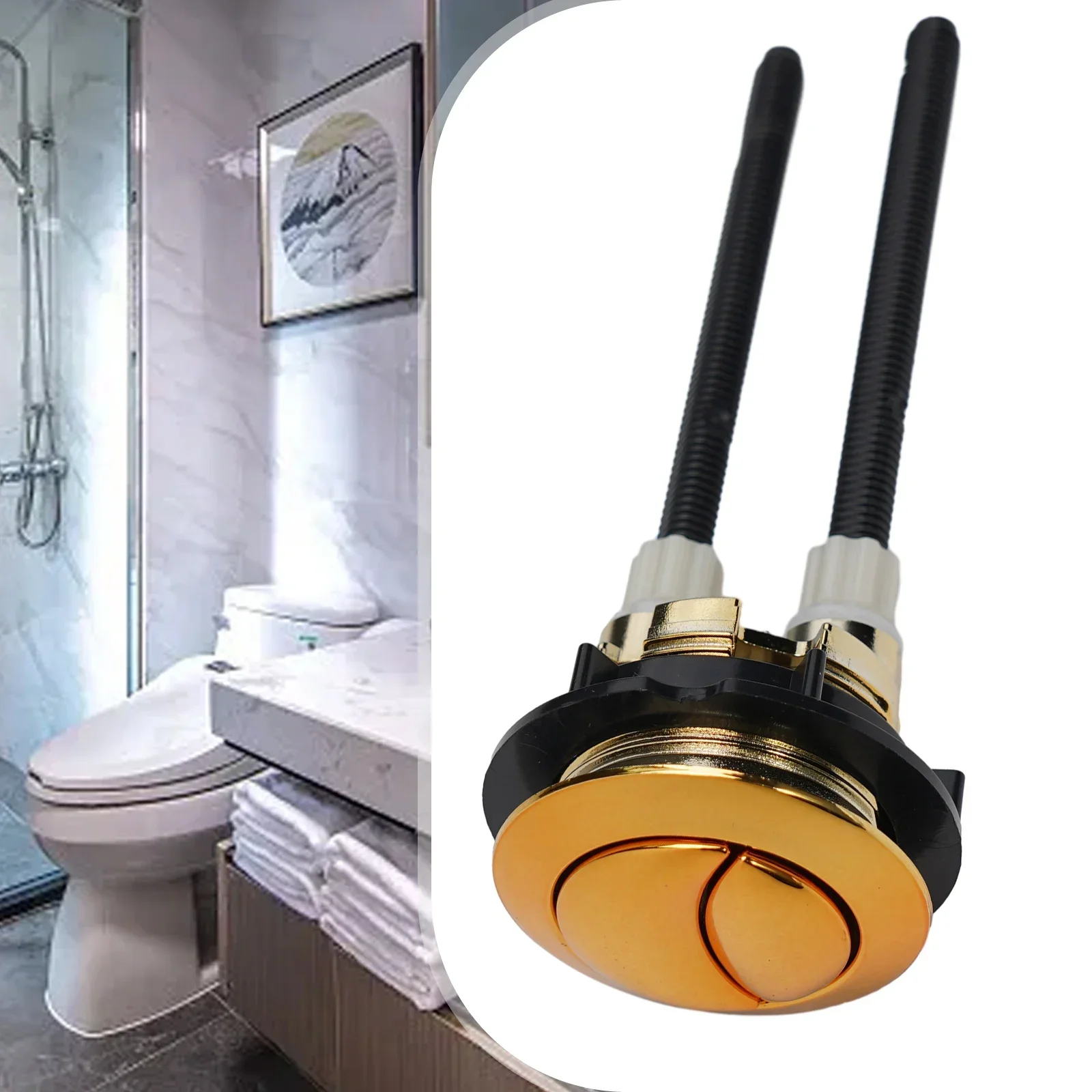 Gold Dual Flush Toilet Push Button Toilet Water Tank Round Valve 38mm Seat Water Tank Valve Bathroom Hardware