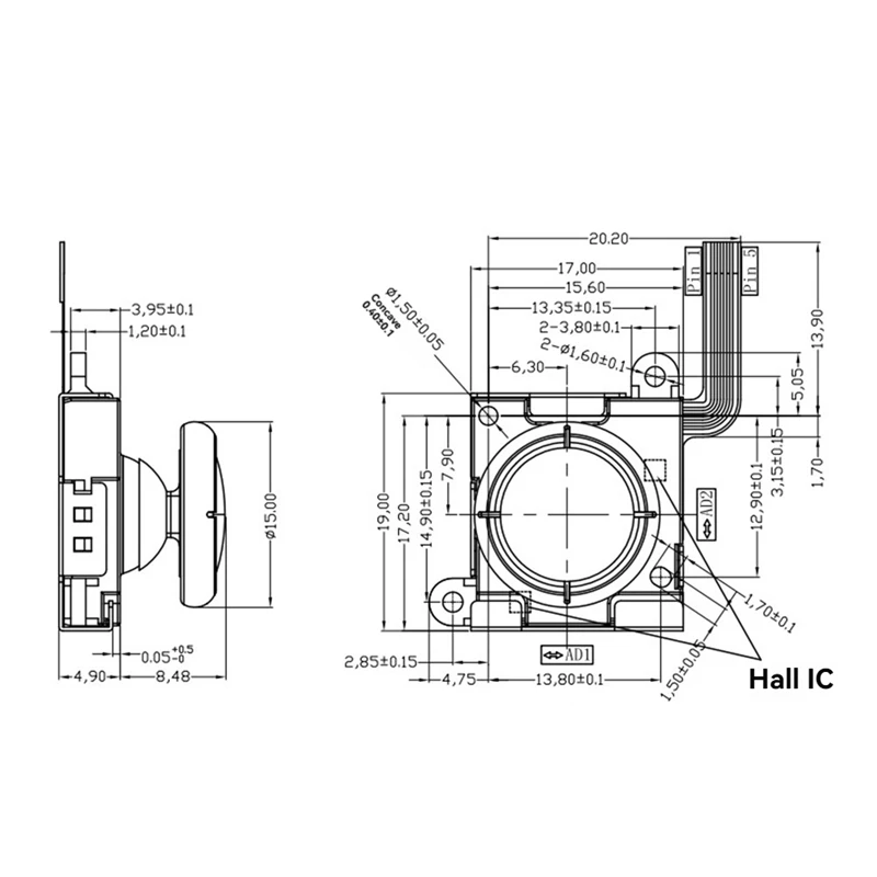 2PCS TMR Electromagnetic Joystick For ANBERNIC RG505 RG405M RG405V Rgcube Tunnel Magnetic Resistance Joystick-B12B 6