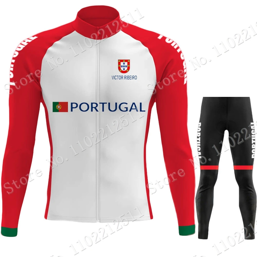 Portugal National Team Winter Cycling Jersey Set Brazil Clothing Suit Mens Long Sleeve MTB Bike Road Pants Bib Maillot