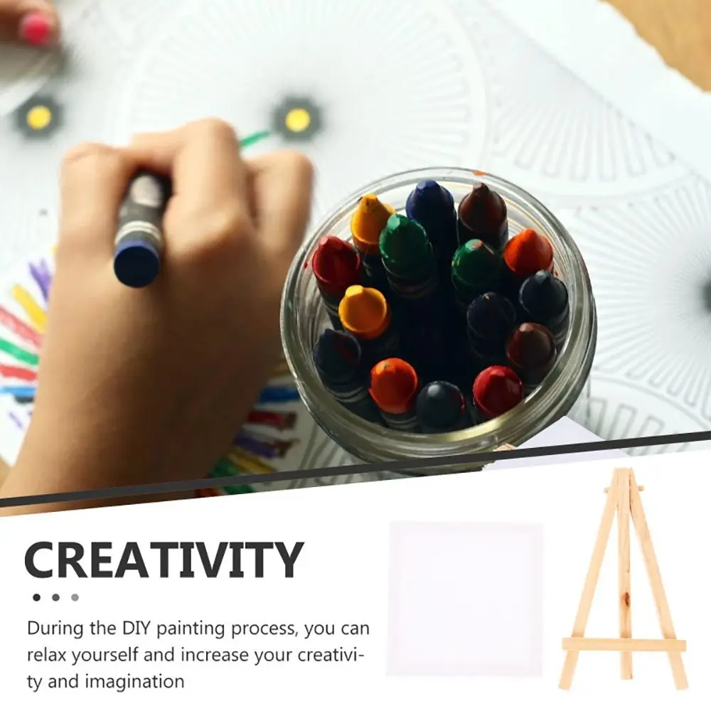 3Pcs Mini Blank Canvas Easel Set 10x10cm Small Tiny Painting Easel Multifunctional Wooden Frame Drawing Decoration Board