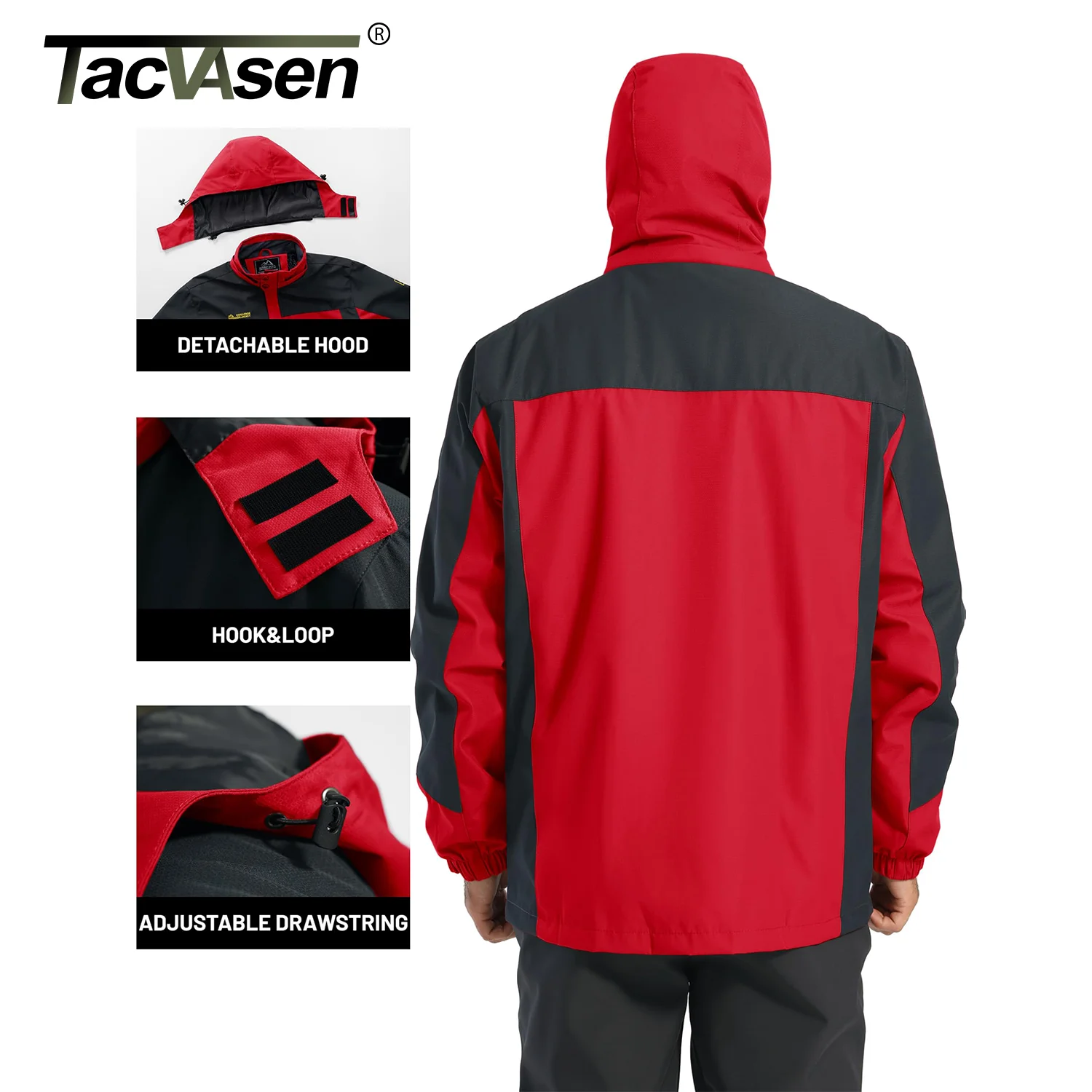 TACVASEN giacca leggera impermeabile giacca da uomo foderata in rete giacca da esterno antivento da pesca giacca da trekking cappotto antipioggia giacca a vento maschile 5