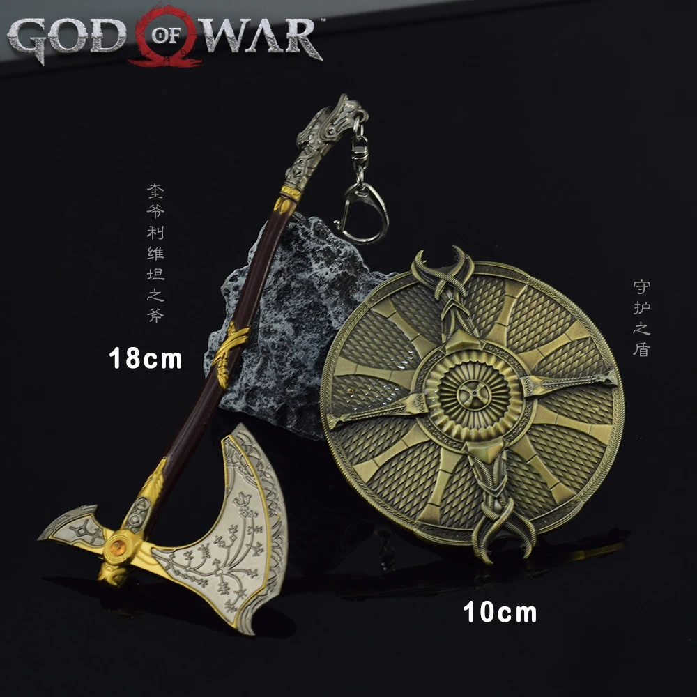

God of War Weapon Leviathan Axe Kratos Guardian Shield Game Keychain Weapon Knife Katana Sword Samurai Gifts Kid Toys for Boy
