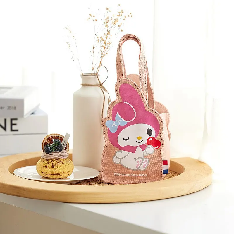 

Kawaii Sanrio1 Canvas Handbag Cartoon Hello1Kitty Melody BadBadtz-maru Anime Cute Water Bottle Bag Insulated Cup Cover Gift