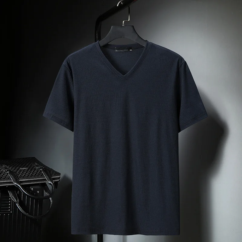 Футболка мужская свободного покроя, с V-образным вырезом и коротким рукавом