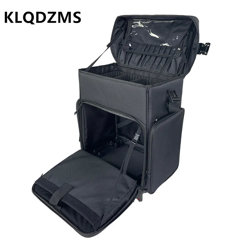 KLQDZMS New Ladies Large Capacity Oxford Cloth Suitcase with Wheels Rolling Professional Cosmetics Nails Makeup Luggage Bag