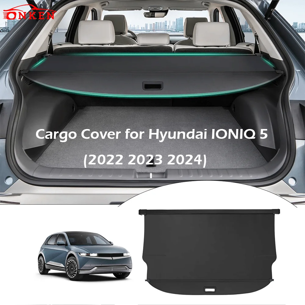 Cargo Cover Trunk Cover For Hyundai IONIQ 5-Accessories Trunk Security Retractable Shielding Shade Black No Gap