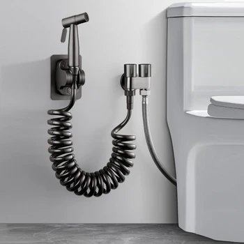 Spruzzatore per rubinetto per bidet per WC portatile Set per spruzzatura per bidet da bagno in acciaio inossidabile Spruzzatore a mano Soffione doccia autopulente senza punzonatura 1