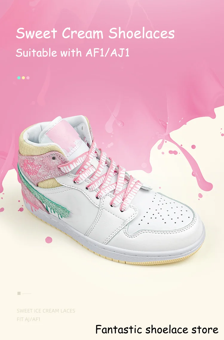 Flache AF1-Eiscreme-Schnürsenkel, bunter Druck, Farbverlauf, Schnürsenkel für Turnschuhe, klassische Mandarin-Ente, Segeltuch-Schnürsenkel für Unisex – Detail 1