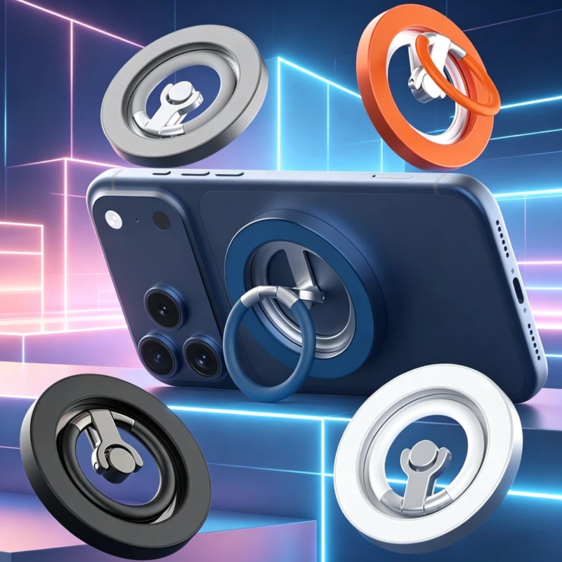 Magnetic Dual-Function Cellphone Stand and Finger Ring Holder